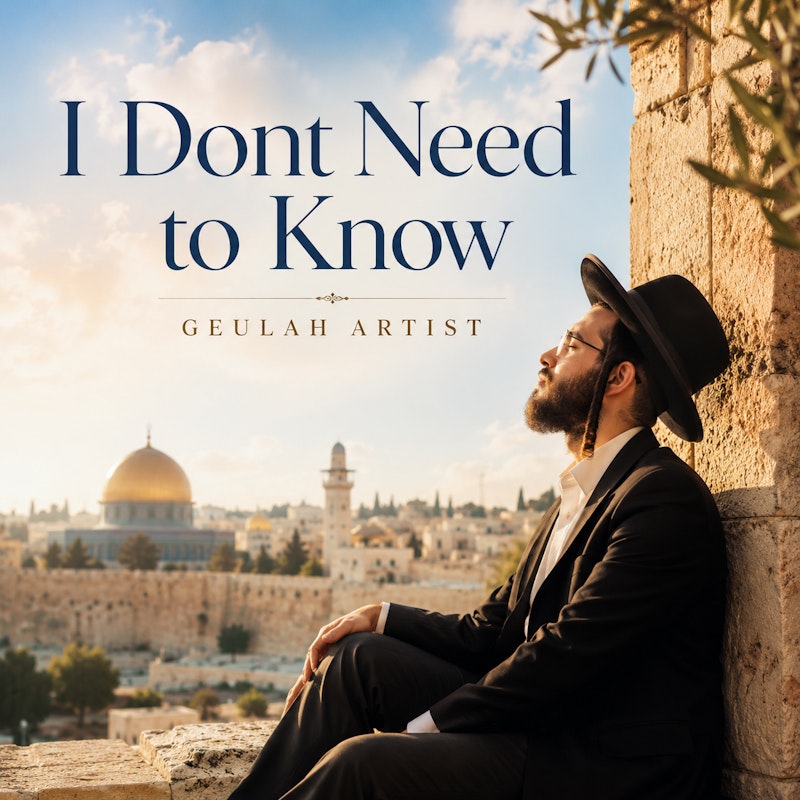 I Dont Need To Know by Geulah: album artwork with a man overlooking Jerusalem in warm sunlight